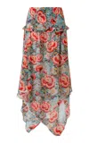Siedres Tyrel Ruffled Chiffon Maxi Skirt In Multi