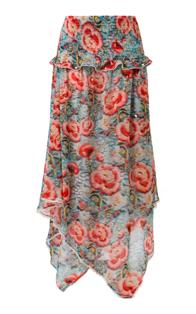 Siedres Tyrel Ruffled Chiffon Maxi Skirt In Multi