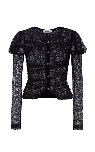 Siedres Uma Sheer Lace Top In Black