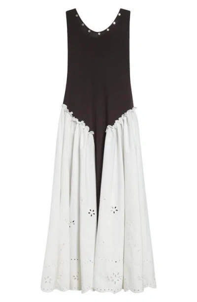 Siedres Siedrés Ursula Jersey & Broderie Anglaise Maxi Dress In Brown