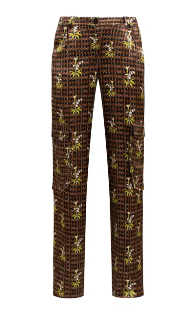 Siedres Valencia Printed Satin Wide-leg Pants In Multi
