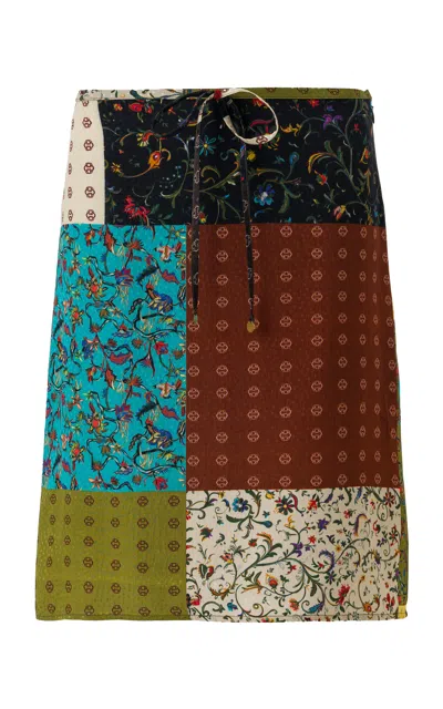 Siedres Vejna Patchwork Midi Skirt In Multi
