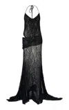Siedres Venusia Embellished Cutout Lace Maxi Dress In Black