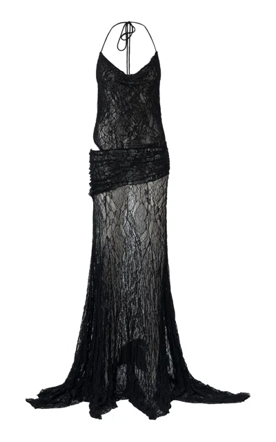 Siedres Venusia Embellished Cutout Lace Maxi Dress In Black