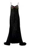 Siedres Vesina Embellished Chiffon Maxi Dress In Black