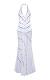 Siedres Vicka Beaded Satin Maxi Dress In White