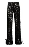 Siedres Vida Embroidered Wide-leg Pants In Black