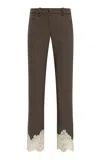 Siedres Vivienne Lace-trimmed Wool-blend Straight-leg Pants In Multi
