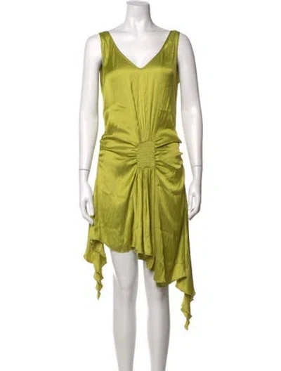 Pre-owned Siedres V-neck Mini Dress W/ Tags In Green/yellow