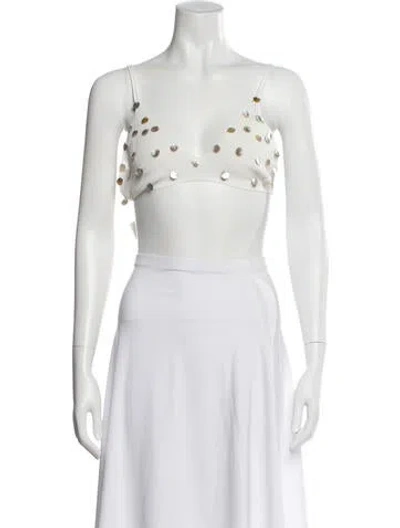 Pre-owned Siedres V-neck Sleeveless Crop Top W/ Tags In White
