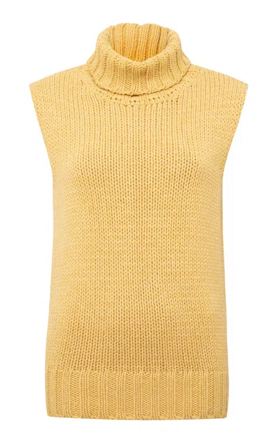 Siedres Vons Knit Merino Wool-blend Vest In Yellow