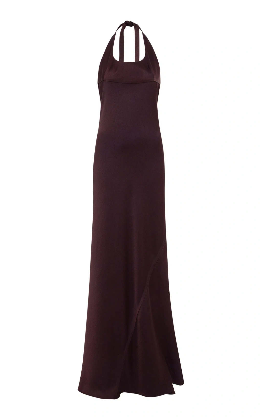 Siedres Welise Paneled Satin Maxi Halter Dress In Brown | ModeSens