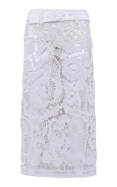 Siedres Wells Crocheted Lace Midi Skirt In White