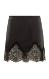 Siedres Witz Lace-trimmed Satin Mini Skirt In Black