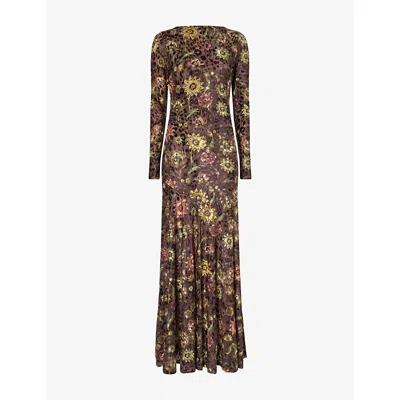 Siedres Womens Alin Floral-pattern Mesh Maxi Dress Multi