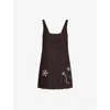 Siedres Womens Alites Embellished Linen Mini Dress Brown In Brown