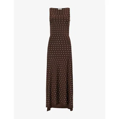 Siedres Womens Brown Grace Studded Stretch-woven Maxi Dress