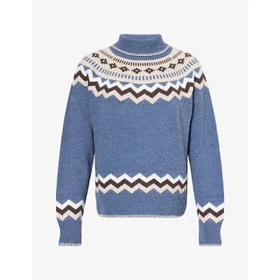 Siedres Womens Celeste Patterned Knitted Jumper Multi Xs In Blue