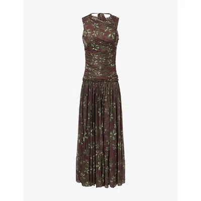Siedres Womens Multi Alina Floral-print Open-back Woven Maxi Dress