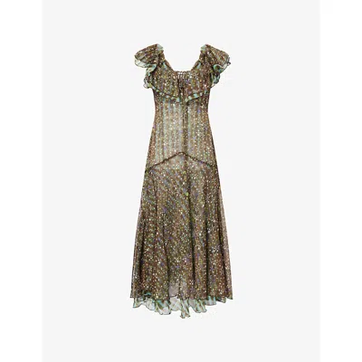Siedres Womens Multi Caenes Floral-print  Chiffon Midi Dress