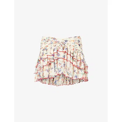 Siedres Womens Multi Kaia Floral-print Woven Mini Skirt Xs In Neutral