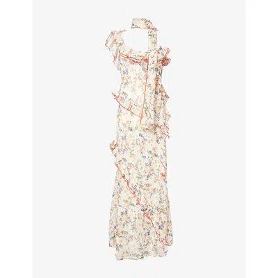 Siedres Womens Multi Monica Ruffled Chiffon Maxi Dress