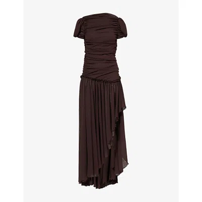 Siedres Womens  Adeline Ruched Backless Woven Maxi Dress In Brown