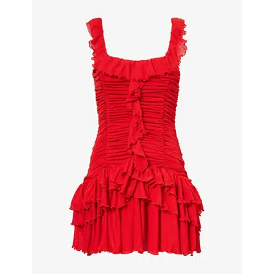 Siedres Womens  Gemma Ruched Jersey Mini Dress In Red