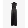Siedres Womens Black Margot Open-back Satin Maxi Dress In Black