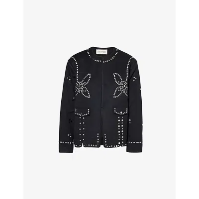 Siedres Womens Metzy Embellished Relaxed-fit Stretch-woven Blend Jacket Black In Black