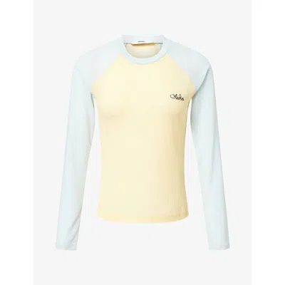 Siedres Womens Tilly Two-tone Sheer Mesh Top Yellow/blue In Multi