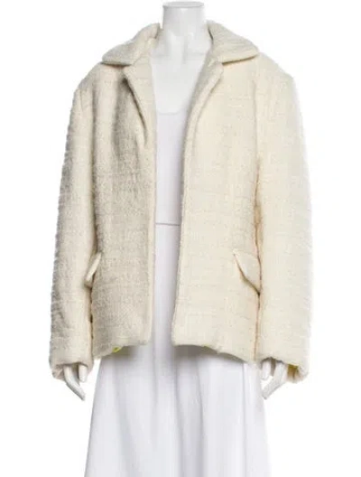 Pre-owned Siedres Wool Faux Fur Coat In Neutral