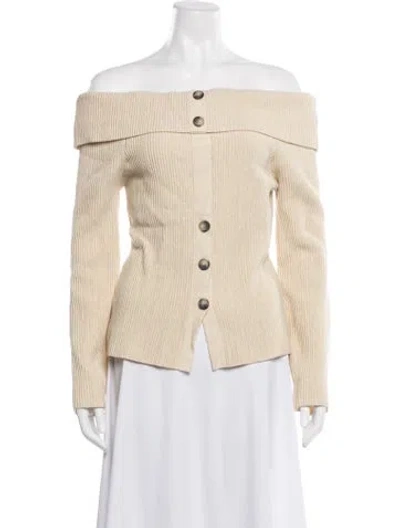 Pre-owned Siedres Wool Off-the-shoulder Top In Neutrals