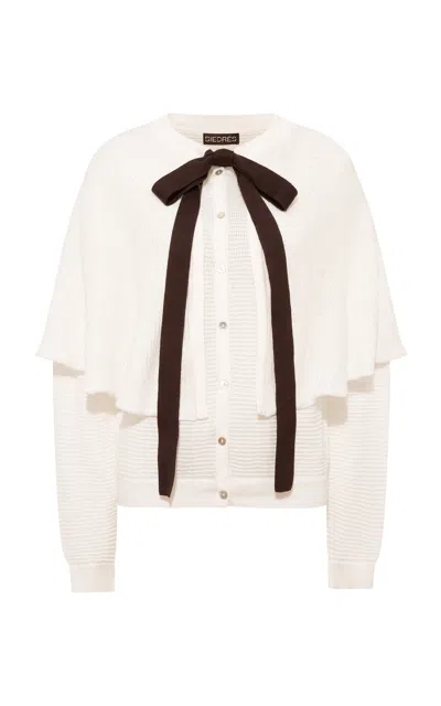 Siedres Xenia Cotton-knit Capelet Cardigan In White