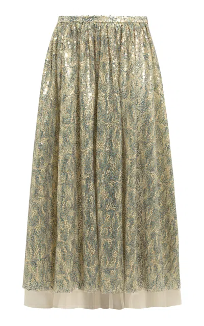 Siedres Yasmine Sequined Maxi Skirt In Gold