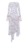 Siedres Yasmy Floral Chiffon-mesh Midi Dress In White