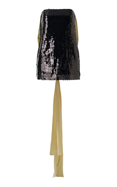 Siedres Ysolde Bow-detailed Sequined Mini Dress In Black
