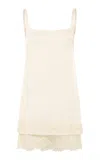 Siedres Zaye Lace-trimmed Crepe Mini Dress In Off-white