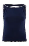 Siedres Zelna Studded Tank Top In Blue