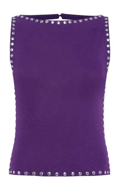 Siedres Siedrés Zelna Stud-trim Crop Top In Purple