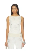 Siedres Stud-embellished Backless Top In White