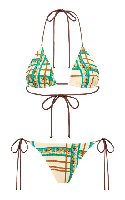 Siedres Zenda Printed Bikini Top In Multi