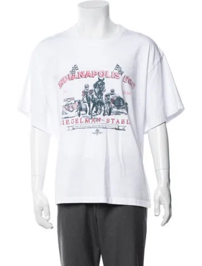 Pre-owned Siegelman Stable Graphic Print Crew Neck T-shirt In White