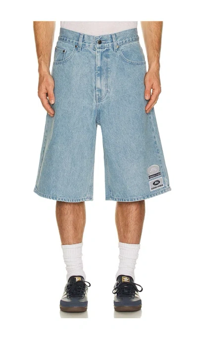 Siegelman Stable X Ford Patched Denim Jorts In 靛蓝色