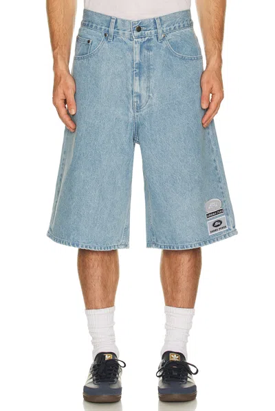 Siegelman Stable X Ford Patched Denim Jorts In Blue