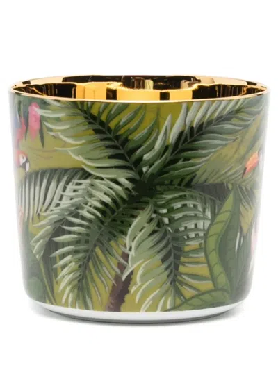Sieger By Furstenberg Leaf-print Ceramic Cup In Green