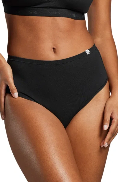 Siella Organic Cotton High Waist Brief In Black