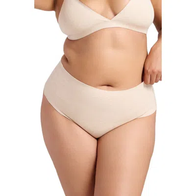 Siella Organic Cotton No-show Shaping Thong In Neutral