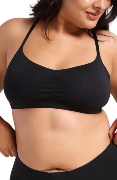 Siella Organic Cotton No-show V-scoop Bra In Black