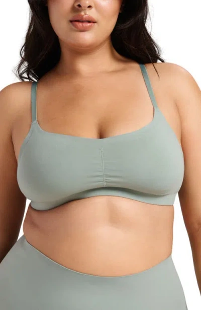 Siella Organic Cotton No-show V-scoop Bra In Gray